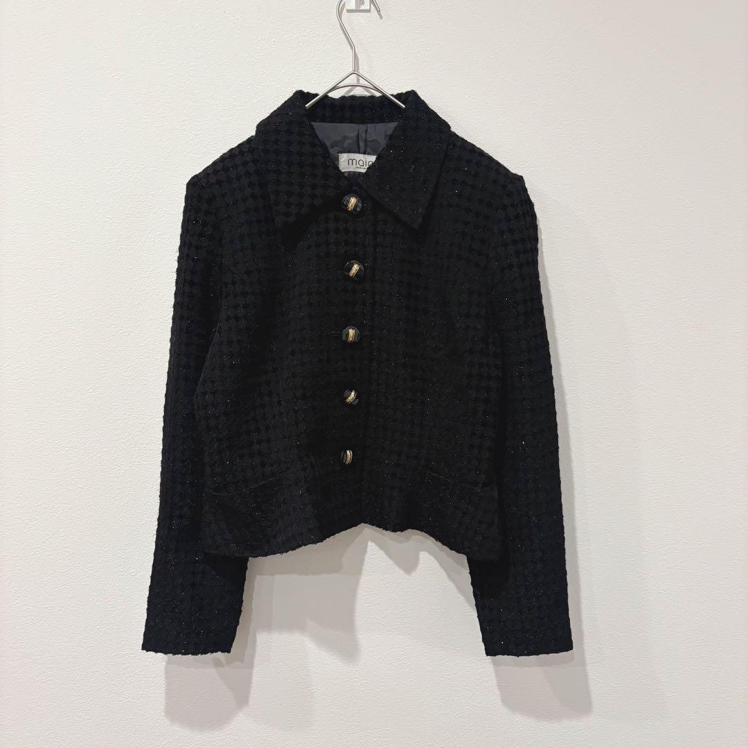 マイエ セットアップ ジャケット スカート ブラック　黒 9AR63 ラメ 2