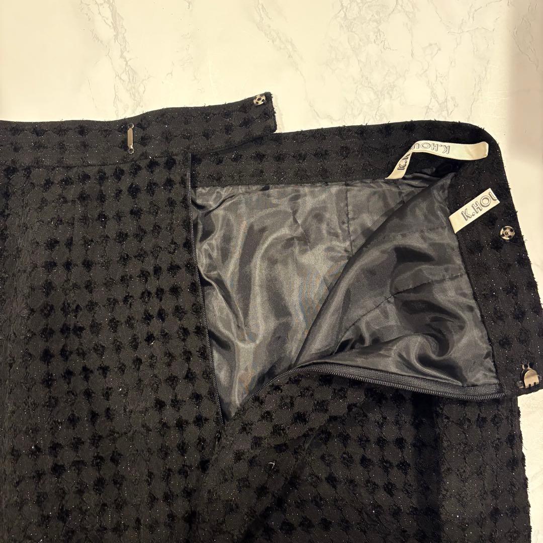 マイエ セットアップ ジャケット スカート ブラック　黒 9AR63 ラメ 14