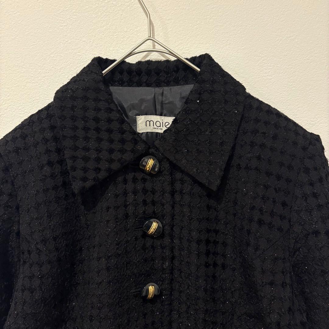 マイエ セットアップ ジャケット スカート ブラック　黒 9AR63 ラメ 3