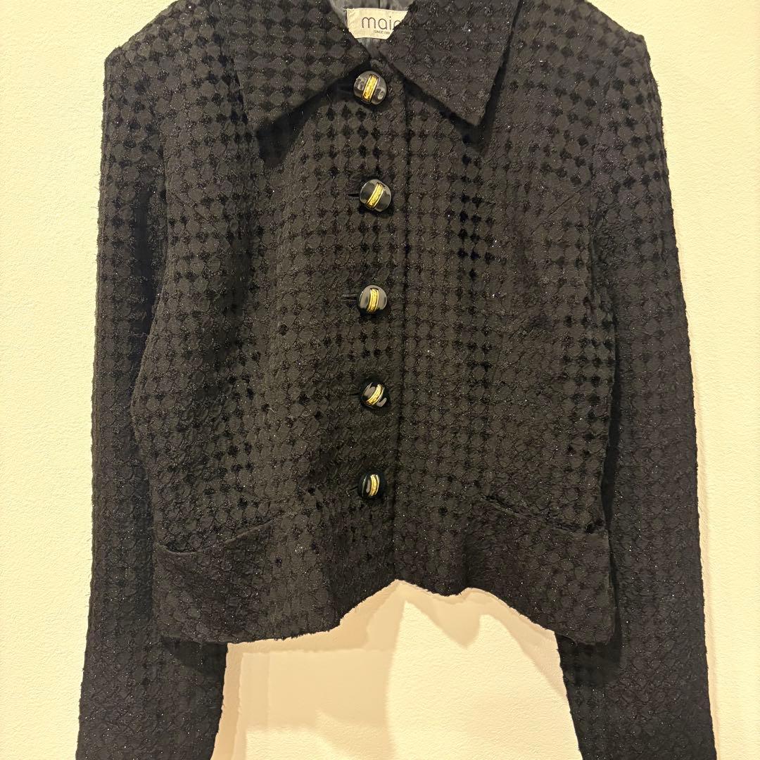 マイエ セットアップ ジャケット スカート ブラック　黒 9AR63 ラメ 4