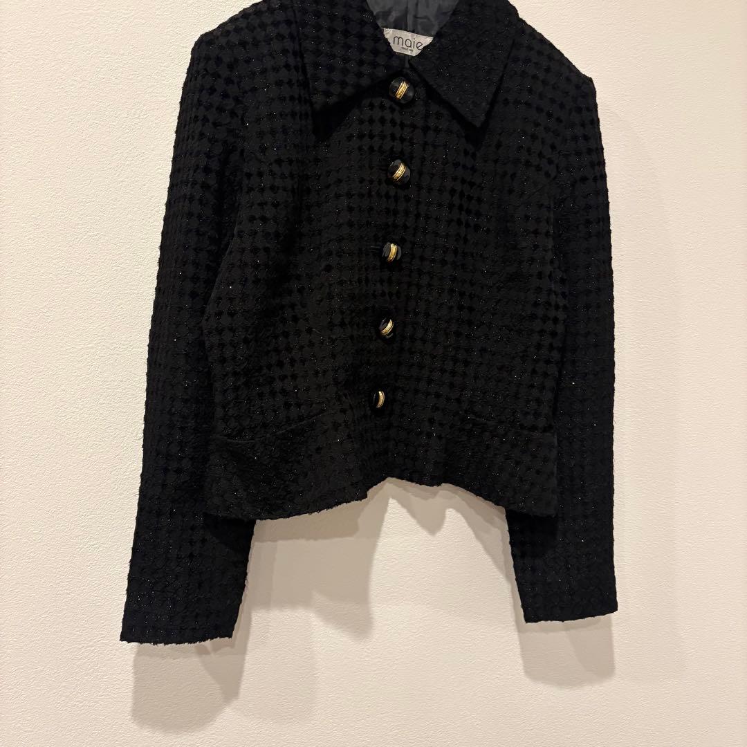 マイエ セットアップ ジャケット スカート ブラック　黒 9AR63 ラメ 5