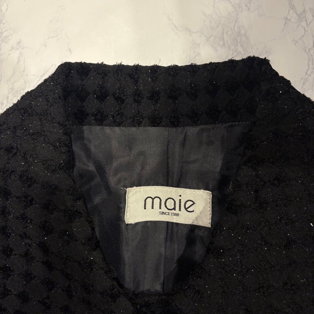 マイエ セットアップ ジャケット スカート ブラック　黒 9AR63 ラメ 9