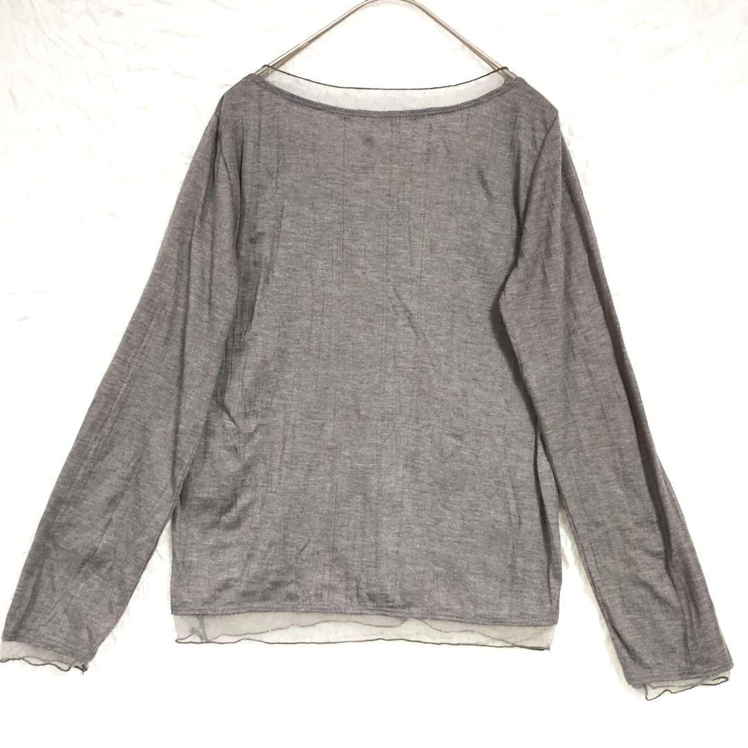 Pink adobe ピンク アドベ グレー 長袖Tシャツ M レース シンプル 2