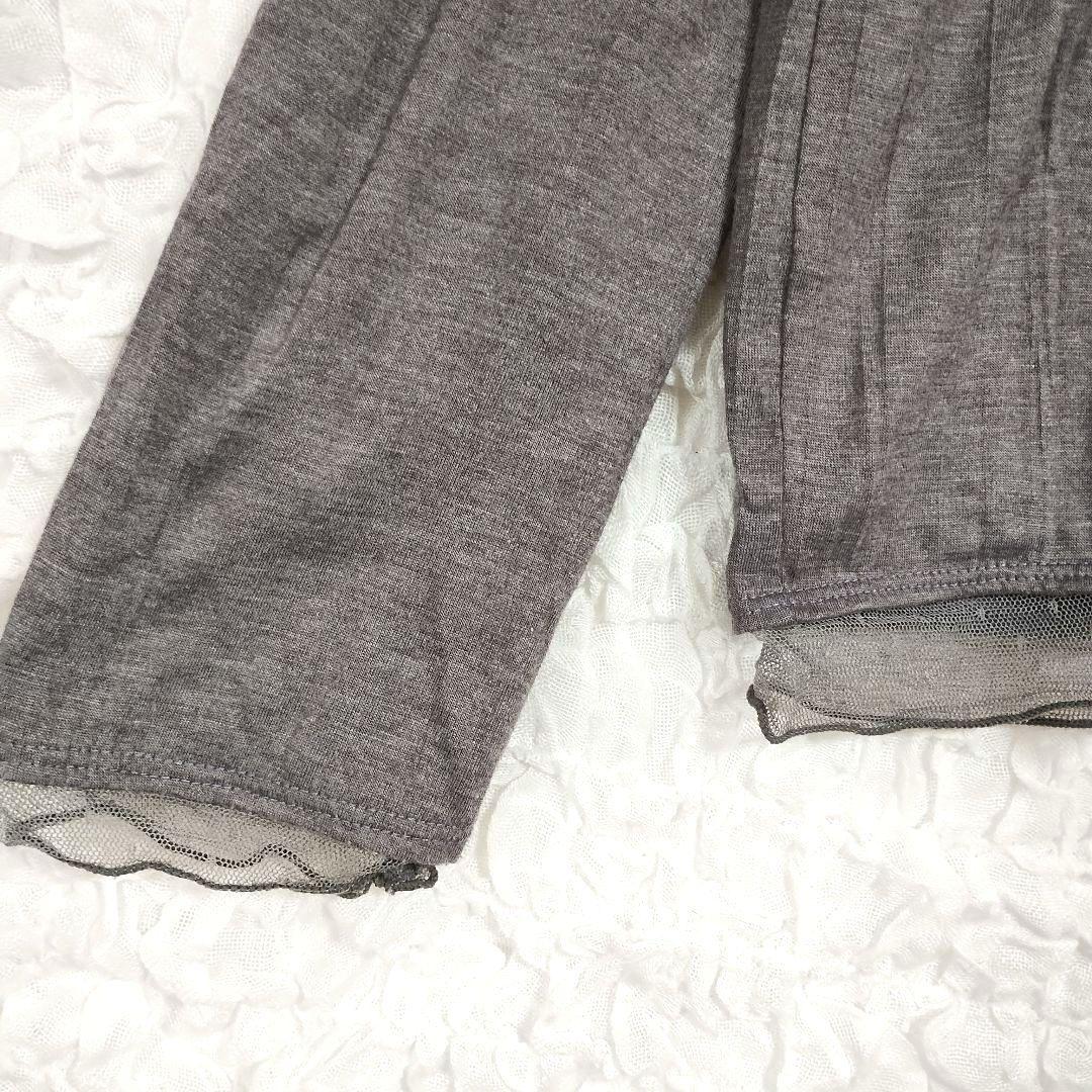 Pink adobe ピンク アドベ グレー 長袖Tシャツ M レース シンプル 5