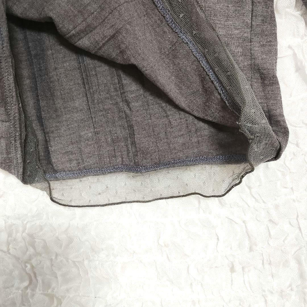 Pink adobe ピンク アドベ グレー 長袖Tシャツ M レース シンプル 6