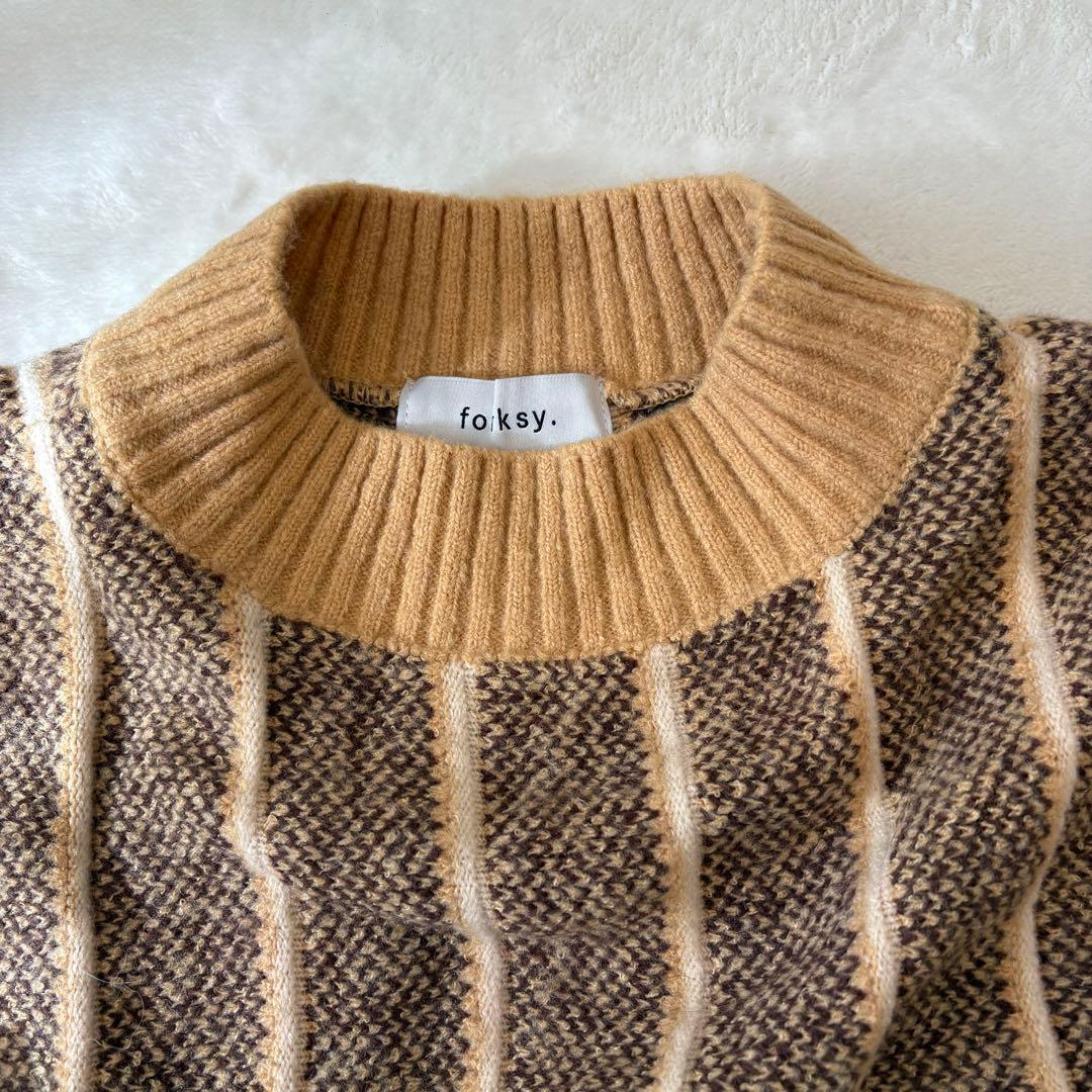 .フォルクシー　ニットベスト　ノースリーブ　茶色　ブラウン　重ね着　きれいめ 7