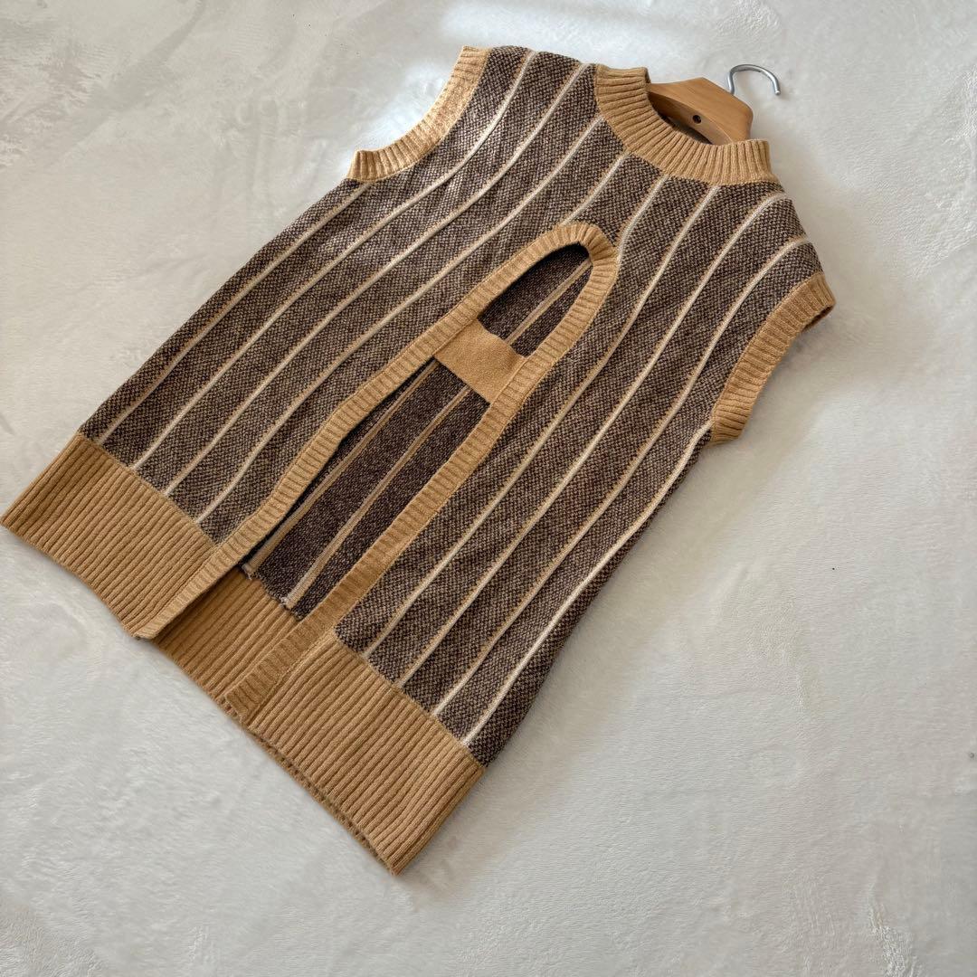 .フォルクシー　ニットベスト　ノースリーブ　茶色　ブラウン　重ね着　きれいめ 9