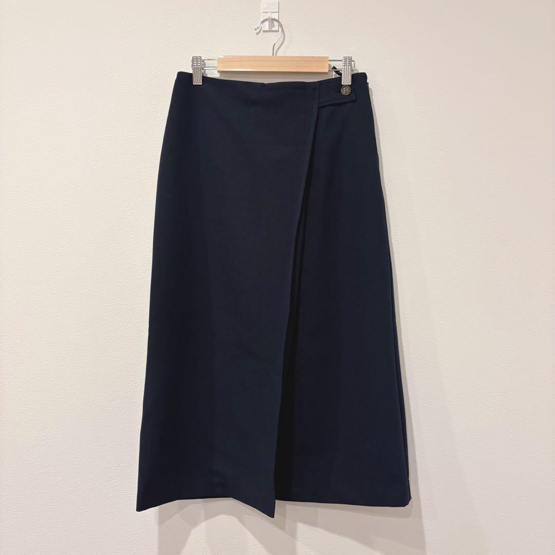 テチチ ラップ風 タイト ロングスカート 紺色　ネイビー きれいめ　フリーサイズ