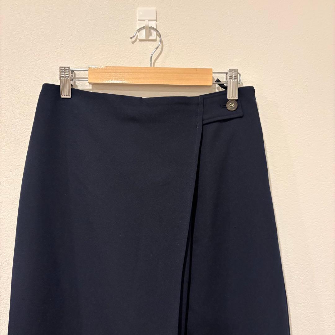 テチチ ラップ風 タイト ロングスカート 紺色　ネイビー きれいめ　フリーサイズ 2