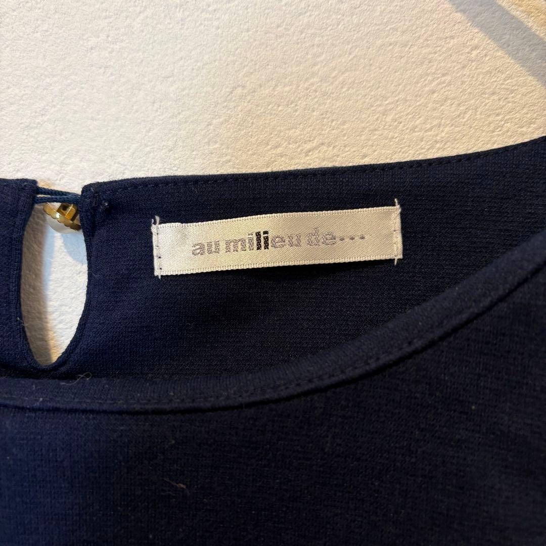 au milieu de... ブラウス　七分袖 リボン ネイビー　紺 L 3