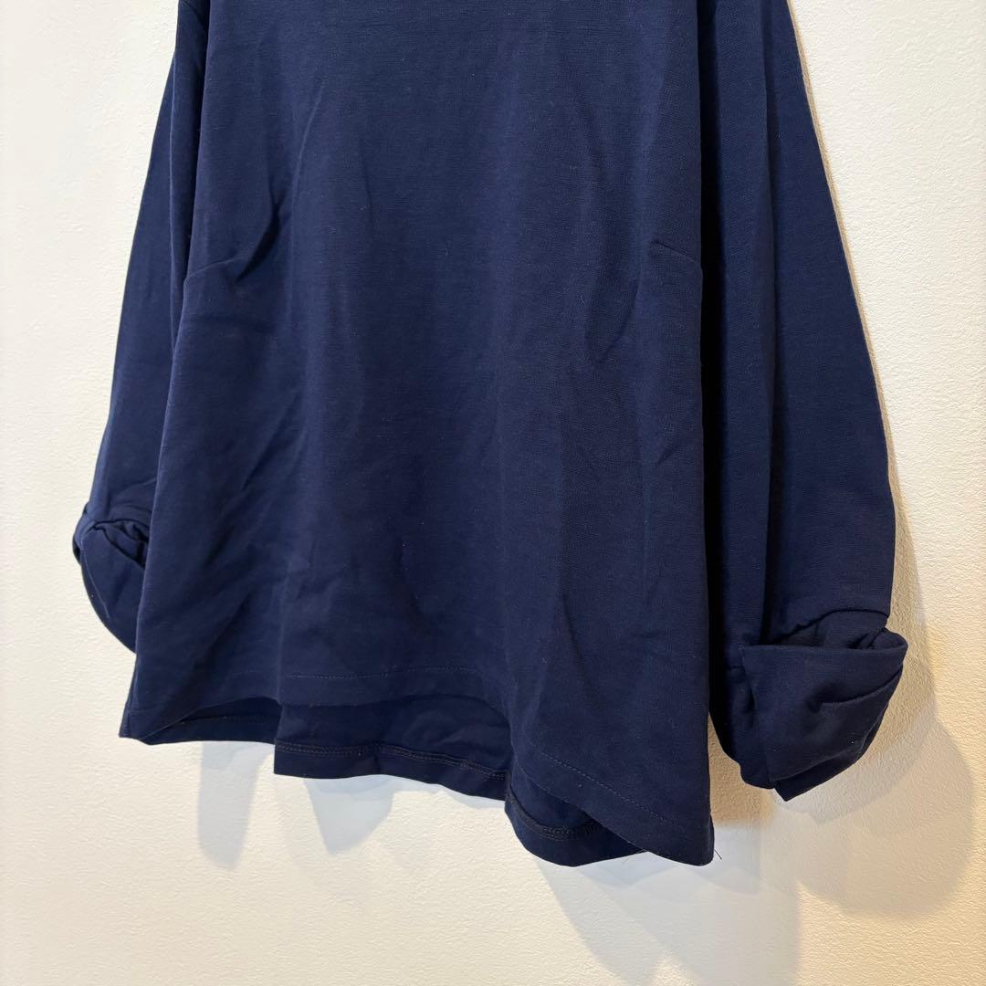 au milieu de... ブラウス　七分袖 リボン ネイビー　紺 L 4