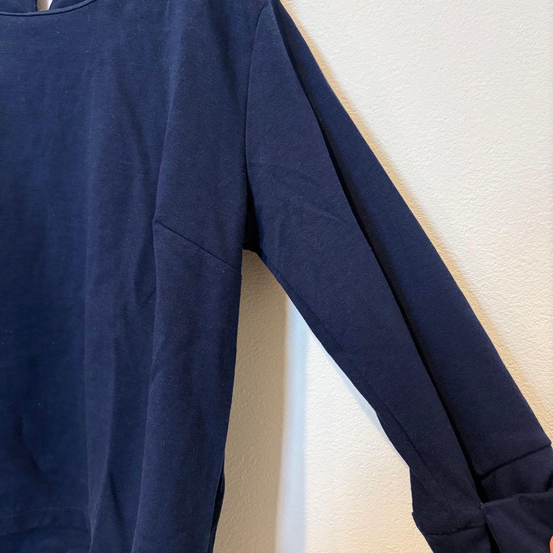 au milieu de... ブラウス　七分袖 リボン ネイビー　紺 L 5