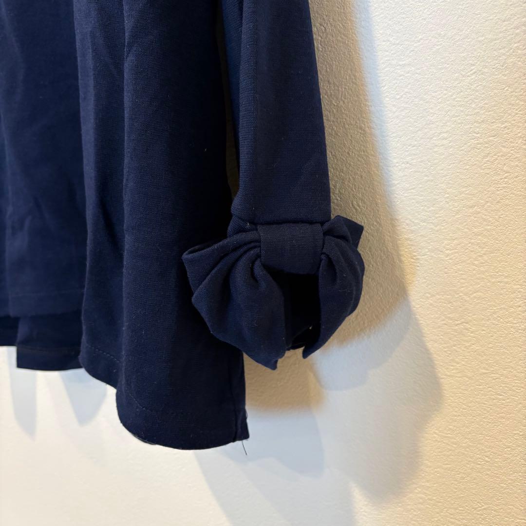 au milieu de... ブラウス　七分袖 リボン ネイビー　紺 L 6