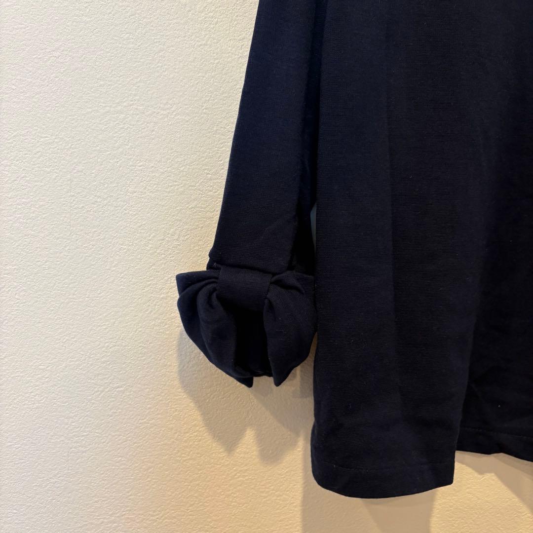 au milieu de... ブラウス　七分袖 リボン ネイビー　紺 L 9