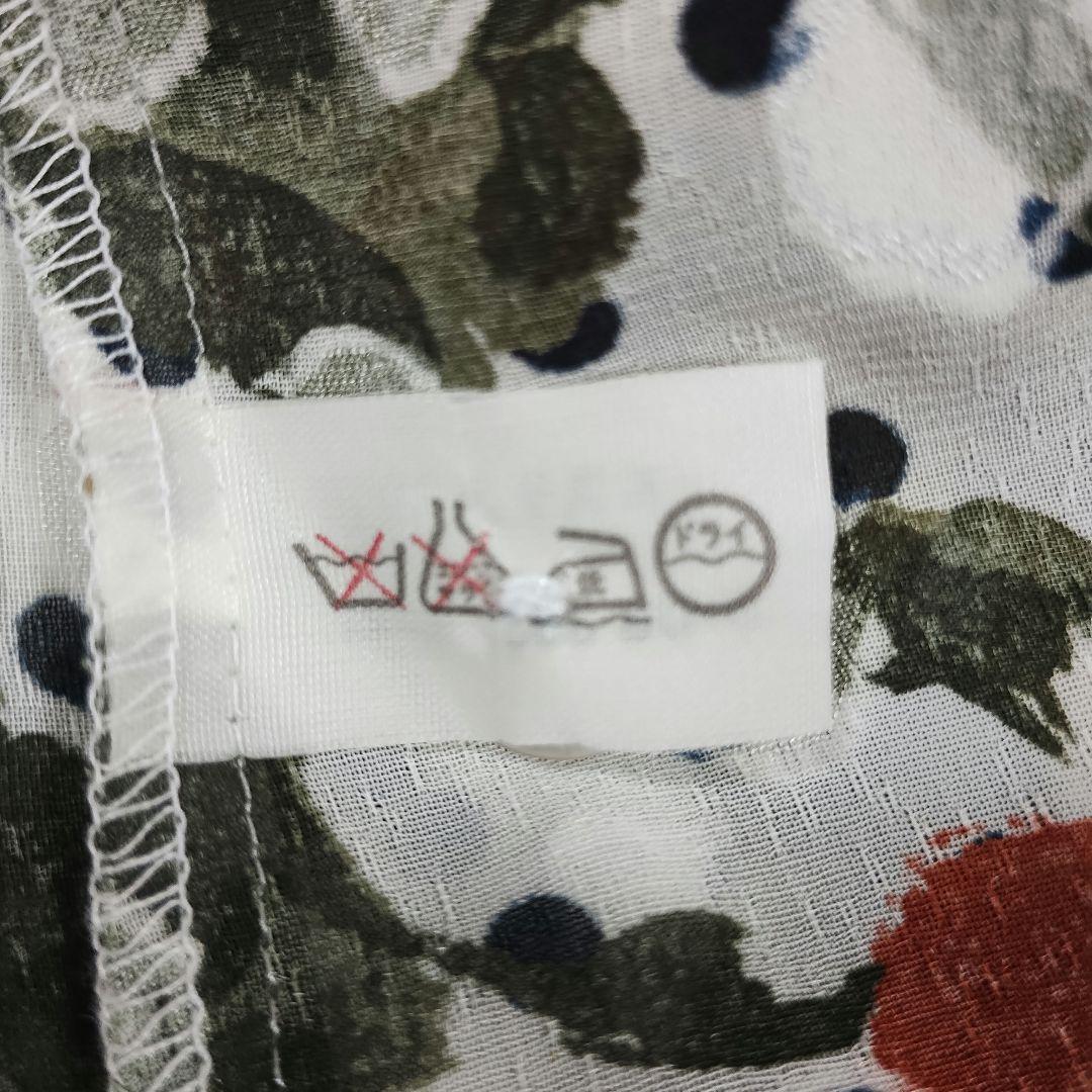 U 鮮やかな花柄 水玉 刺繍 五分袖シャツ L 春夏 テンションアップ 8