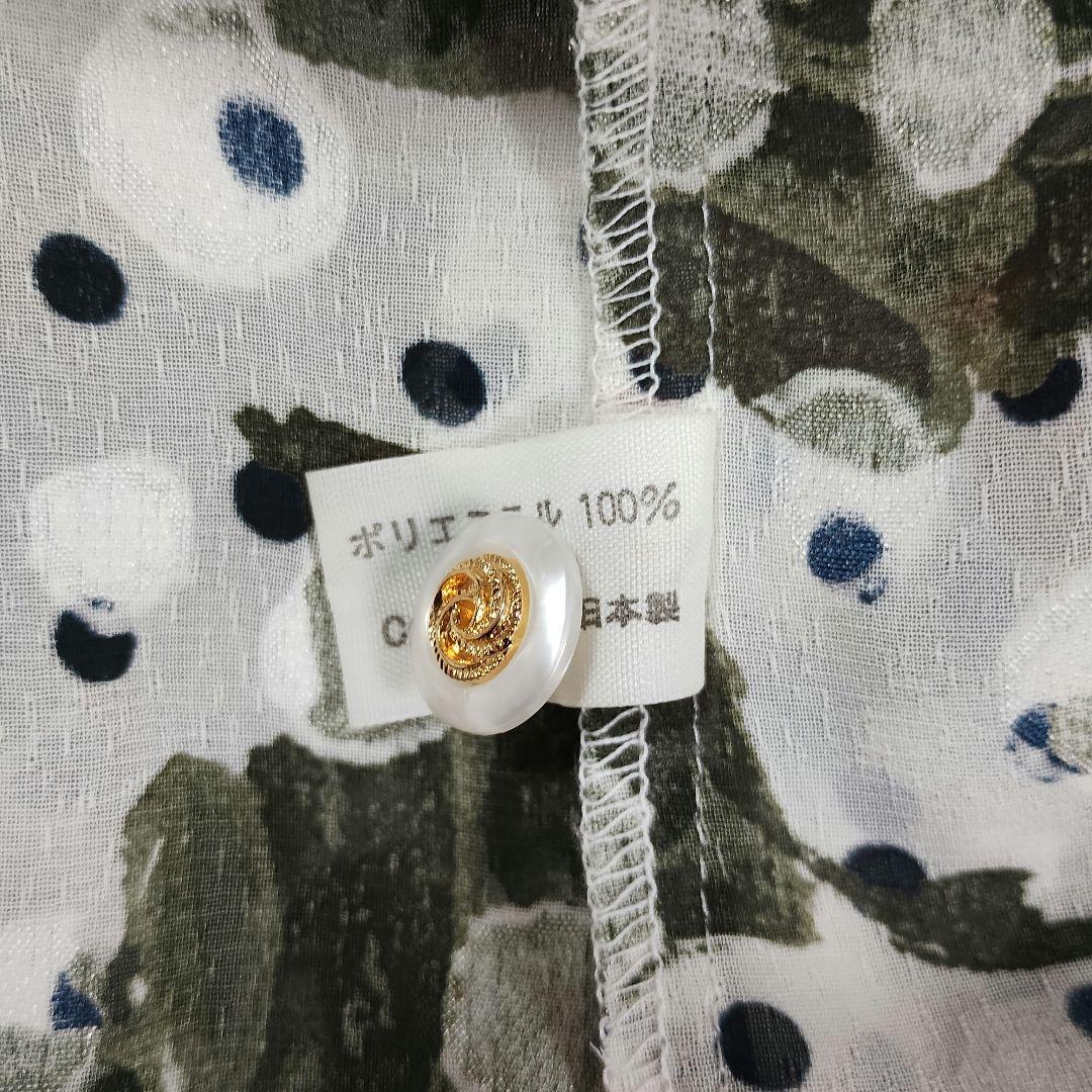 U 鮮やかな花柄 水玉 刺繍 五分袖シャツ L 春夏 テンションアップ 9