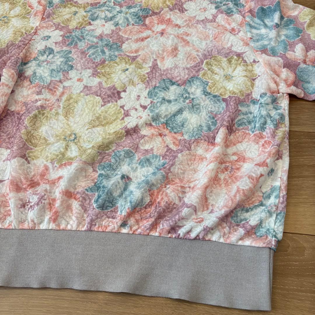 .カットソー　七分袖 花柄　パステル M〜L 春　スウェット風　上品　トップス 5