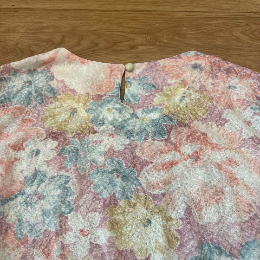 .カットソー　七分袖 花柄　パステル M〜L 春　スウェット風　上品　トップス 9
