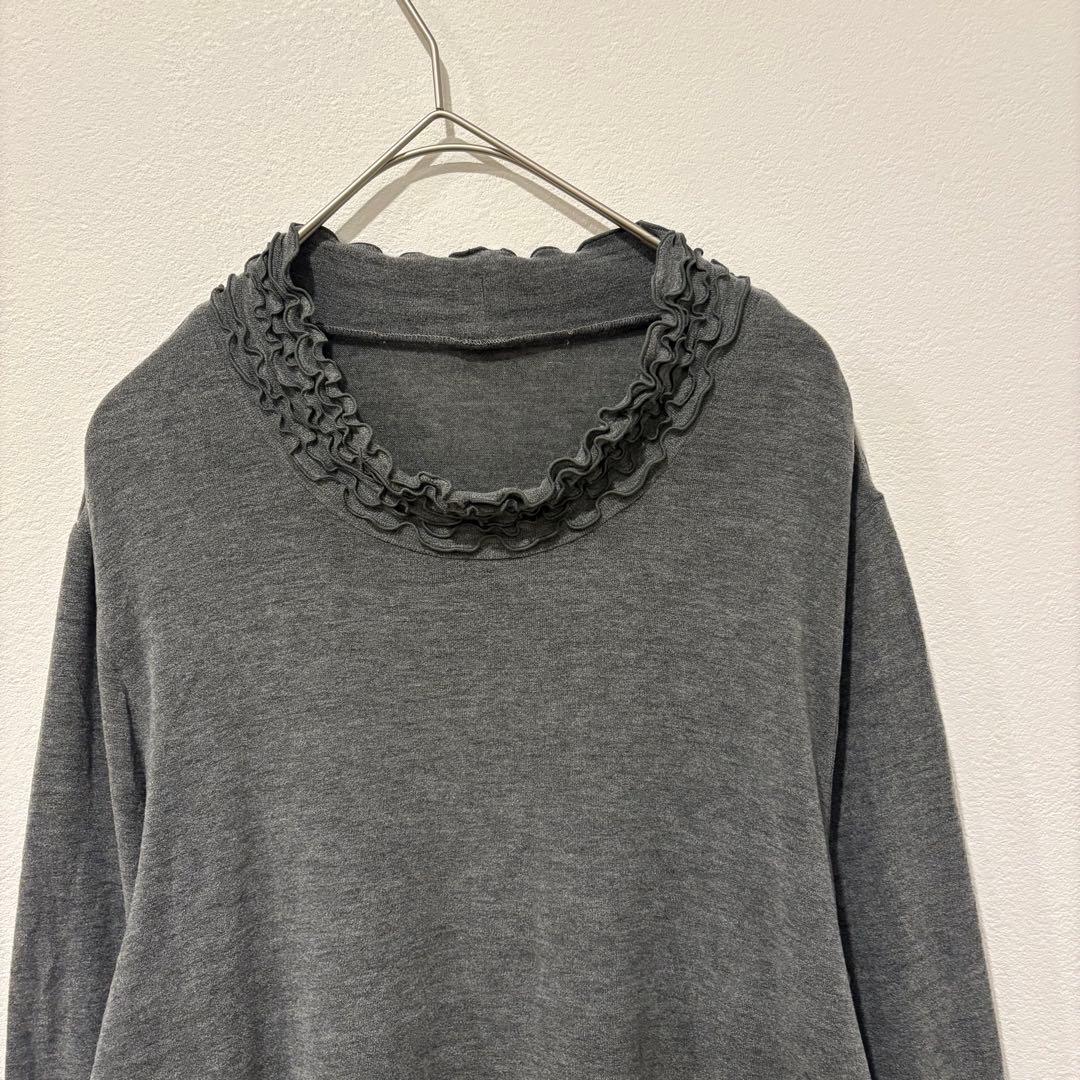 Chamois 長袖カットソー フリル ネック グレー L相当 上品　かわいい 2