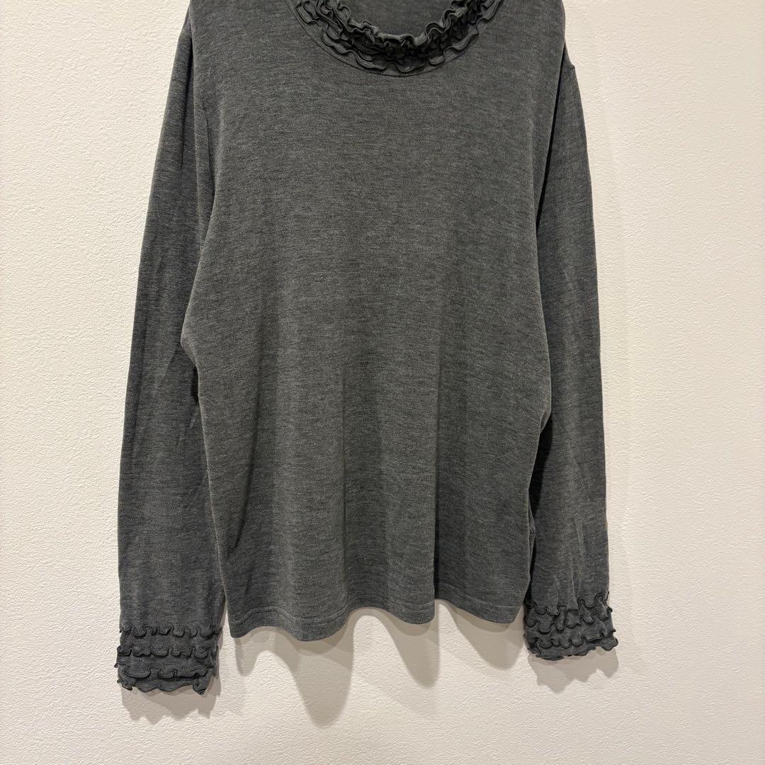 Chamois 長袖カットソー フリル ネック グレー L相当 上品　かわいい 3
