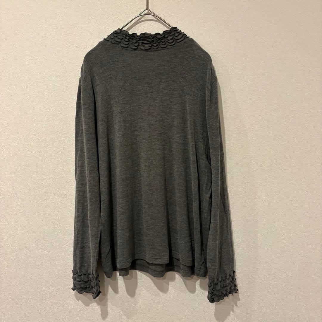 Chamois 長袖カットソー フリル ネック グレー L相当 上品　かわいい 5