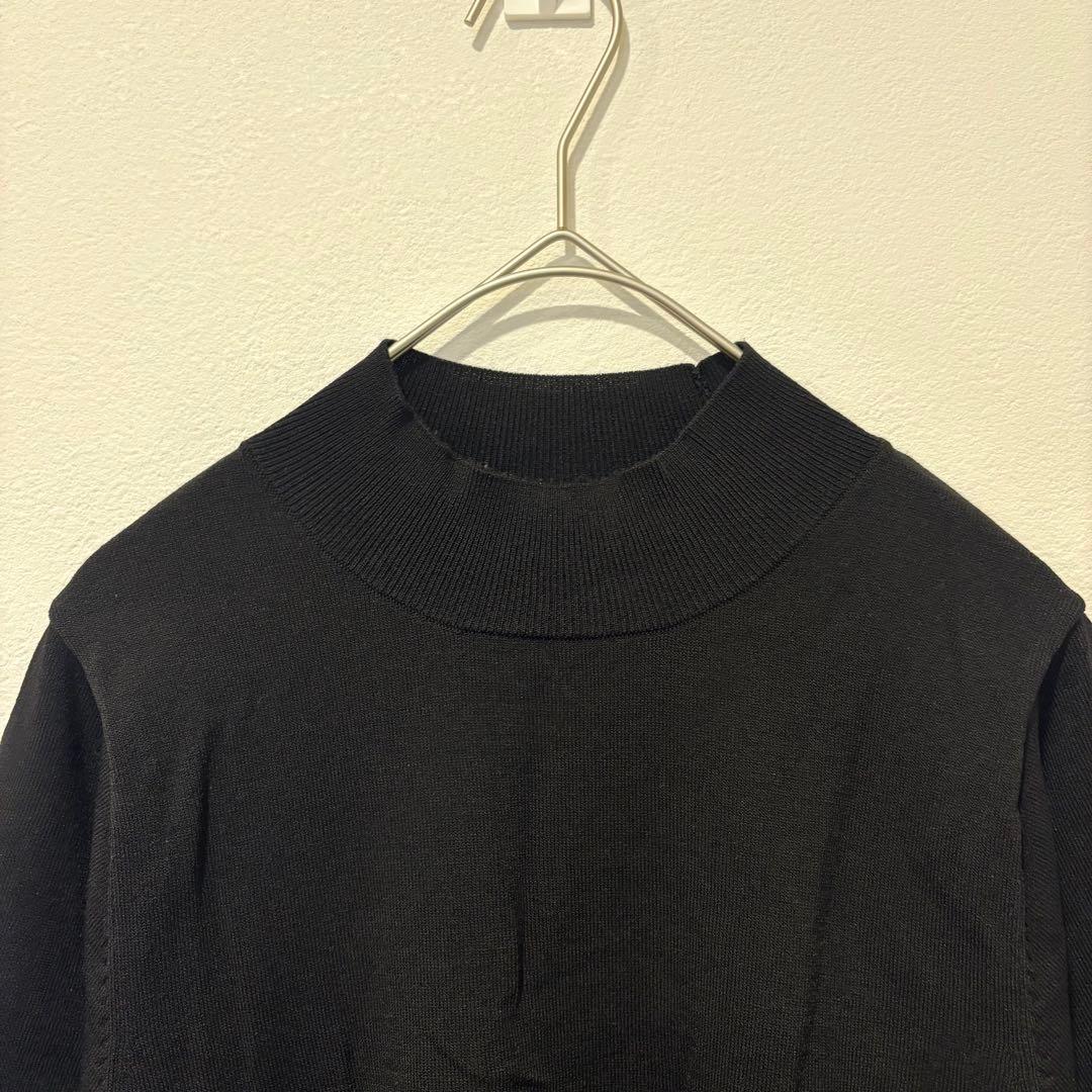 エヌドット ニットトップス　Tシャツ　ハイネック 五分袖 黒 ブラック　M 2