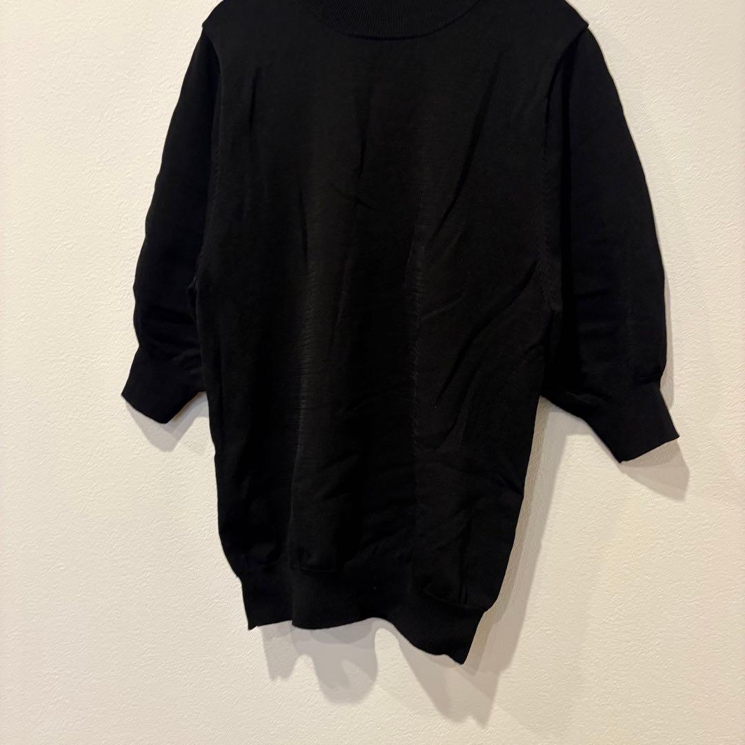 エヌドット ニットトップス　Tシャツ　ハイネック 五分袖 黒 ブラック　M 3