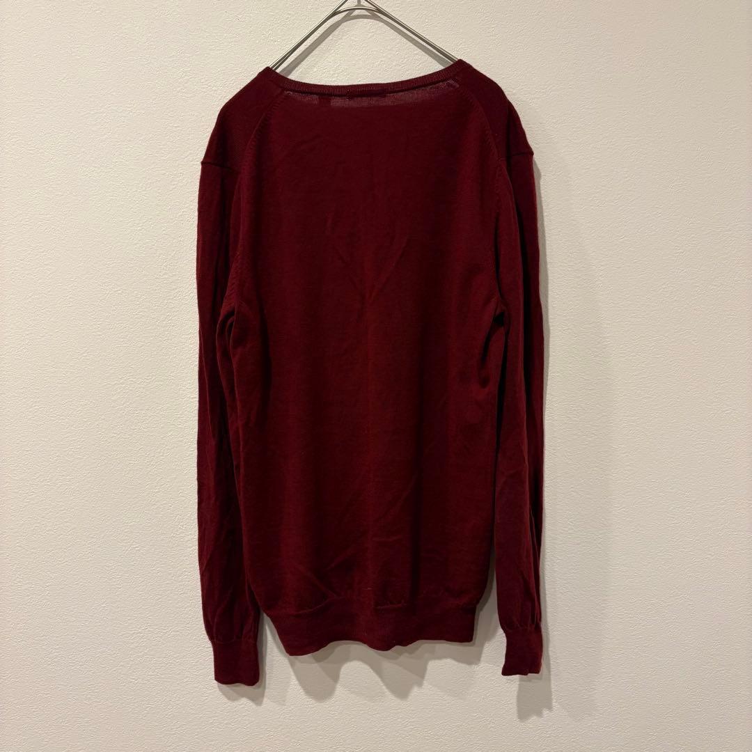 ユニクロ Vネック ニットセーター ウール100% ボルドー 赤　XL 長袖 4