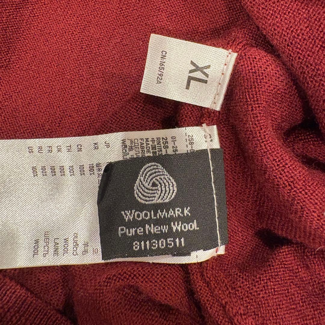 ユニクロ Vネック ニットセーター ウール100% ボルドー 赤　XL 長袖 6