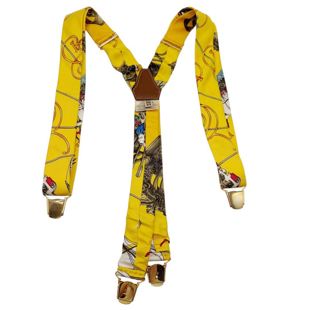 ⭐️美品⭐️ エルメス シルク サスペンダー イエロー ヴィンテージ 3