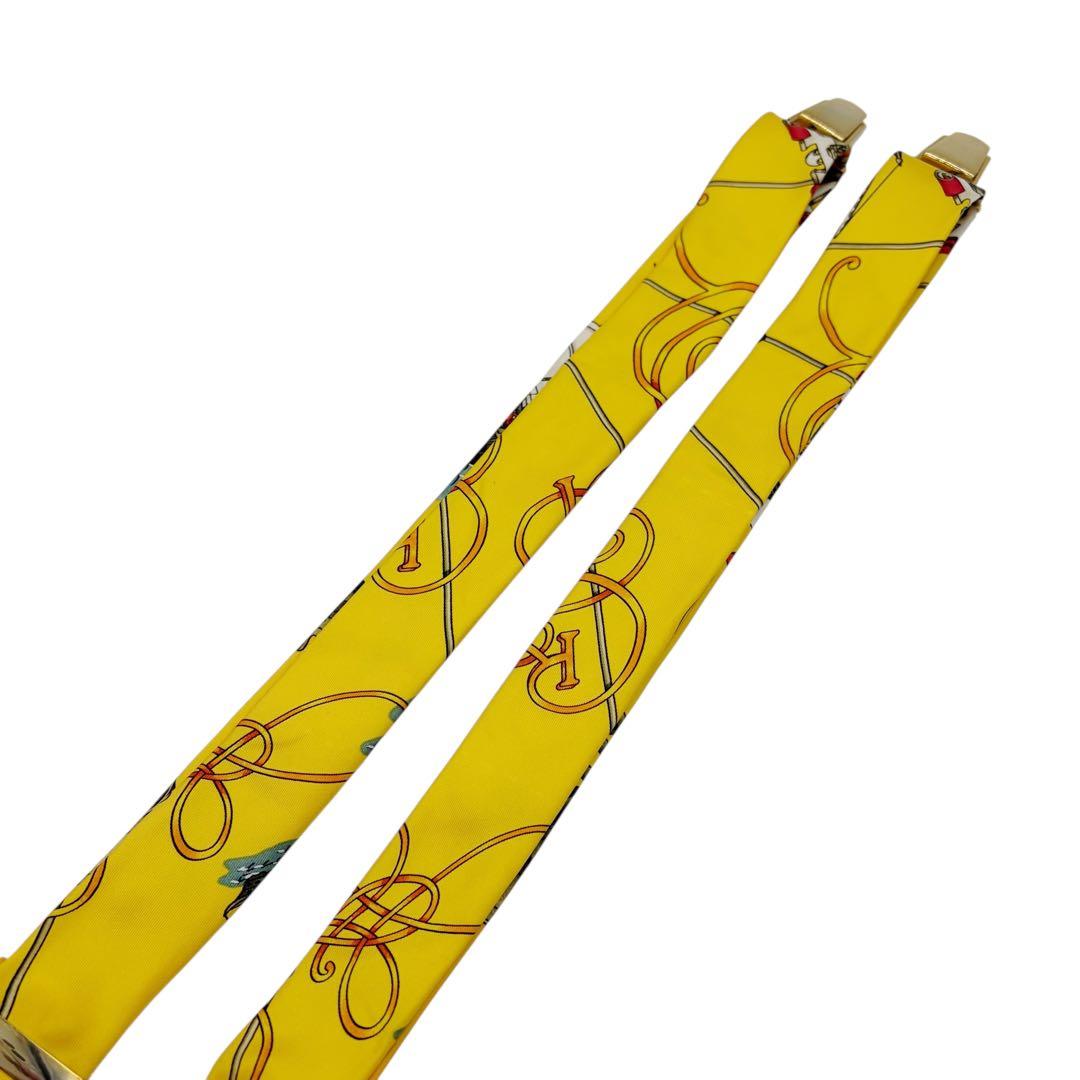 ⭐️美品⭐️ エルメス シルク サスペンダー イエロー ヴィンテージ 4