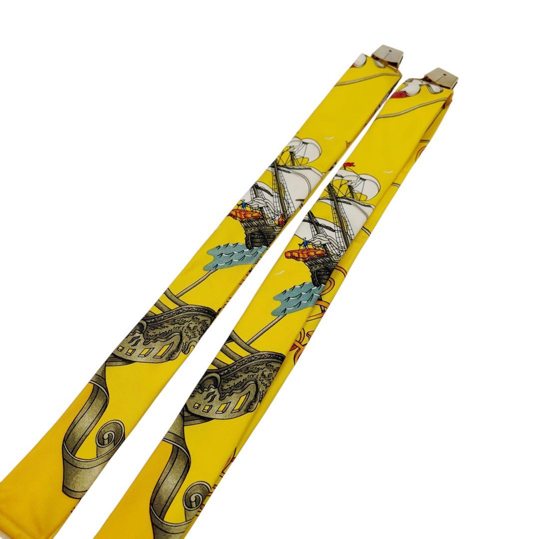 ⭐️美品⭐️ エルメス シルク サスペンダー イエロー ヴィンテージ 5