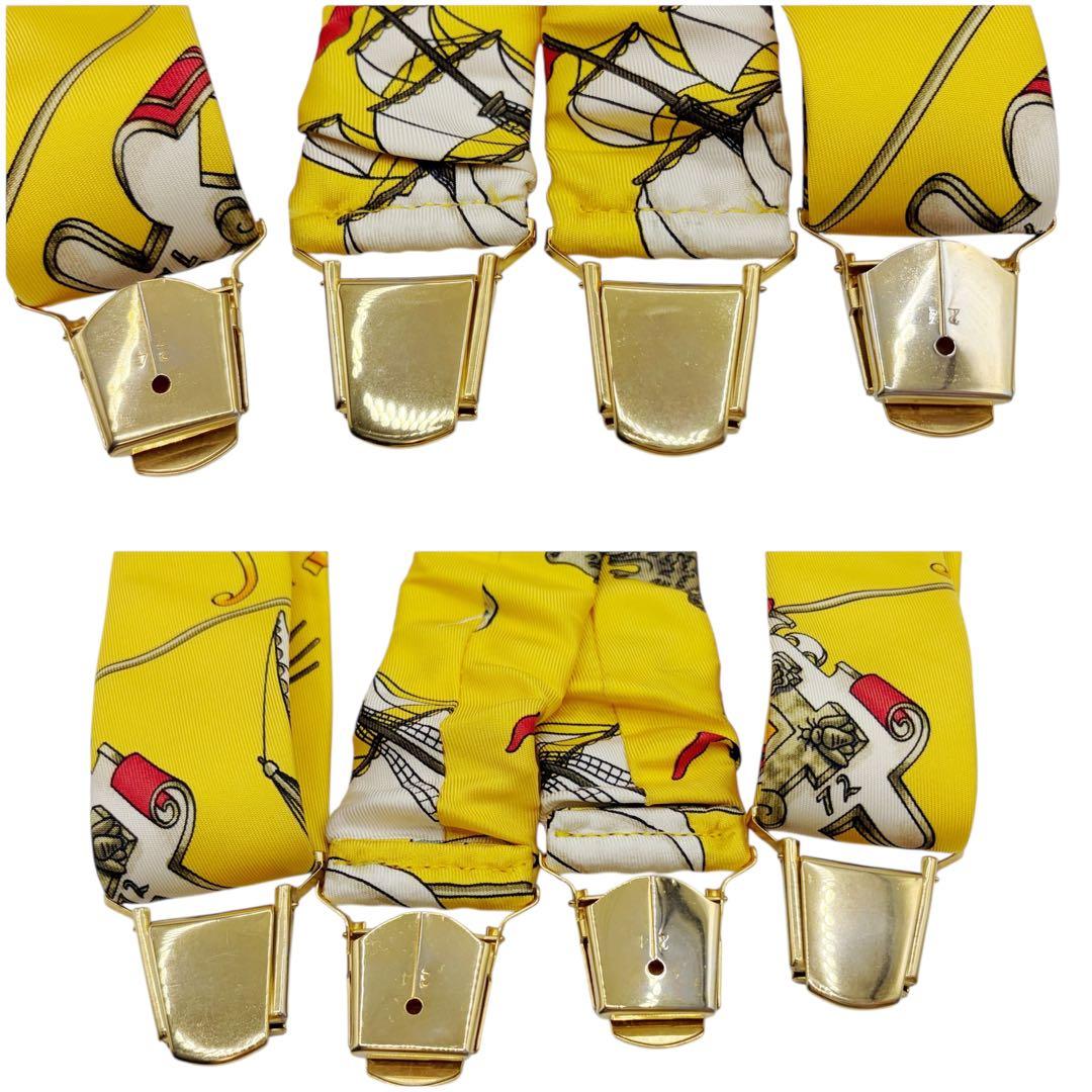 ⭐️美品⭐️ エルメス シルク サスペンダー イエロー ヴィンテージ 8