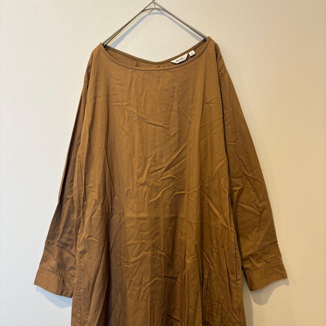 ニコアンド ロング　ワンピース フレア 長袖　茶色　ブラウン 3 L ポケット 2