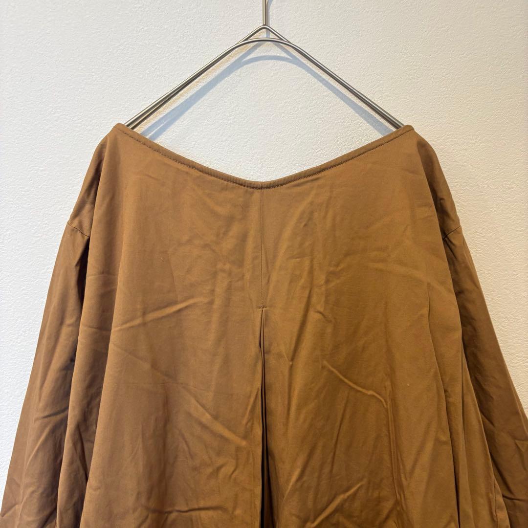 ニコアンド ロング　ワンピース フレア 長袖　茶色　ブラウン 3 L ポケット 11