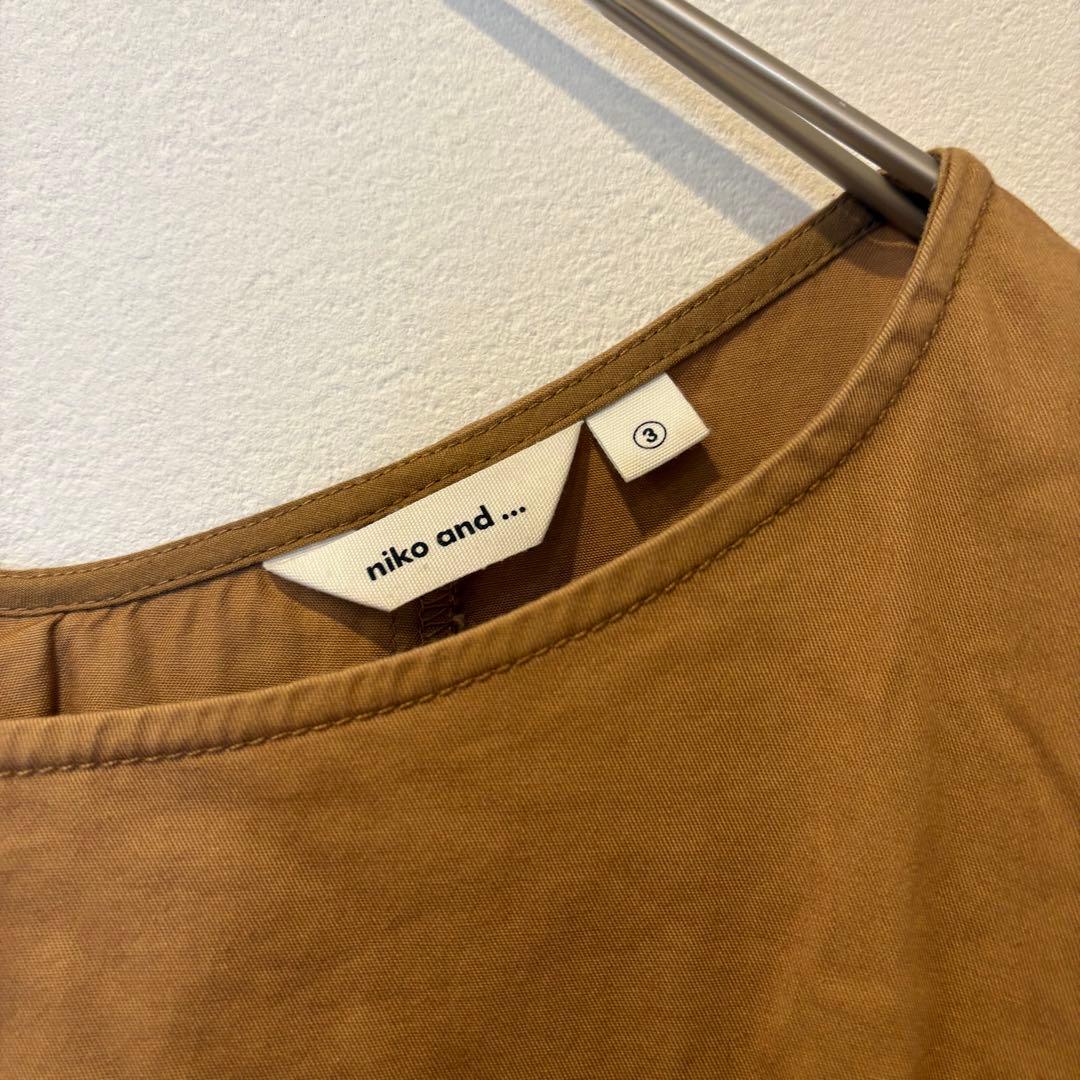 ニコアンド ロング　ワンピース フレア 長袖　茶色　ブラウン 3 L ポケット 4