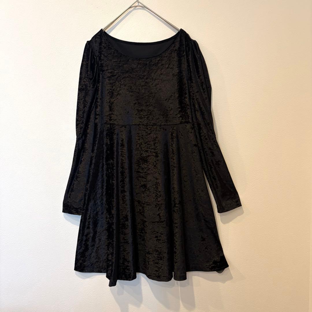 美品✨　ノーマカマリ フレアワンピース ベロア 長袖 黒　ブラック M 上品