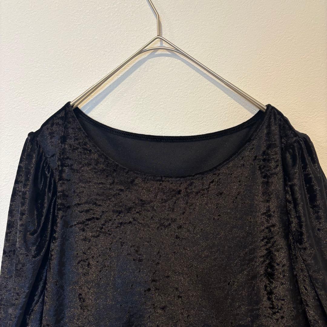 美品✨　ノーマカマリ フレアワンピース ベロア 長袖 黒　ブラック M 上品 2