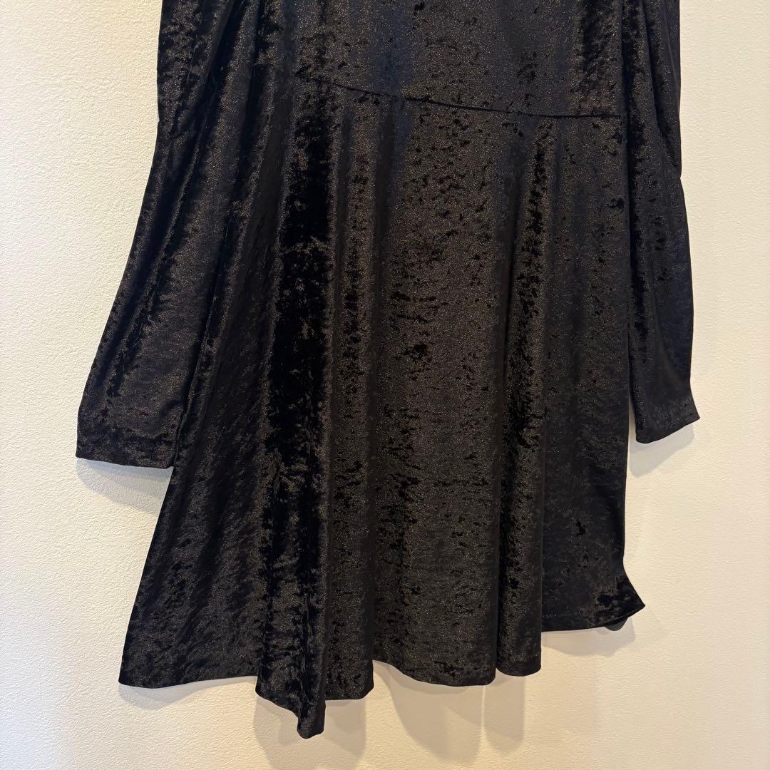 美品✨　ノーマカマリ フレアワンピース ベロア 長袖 黒　ブラック M 上品 3