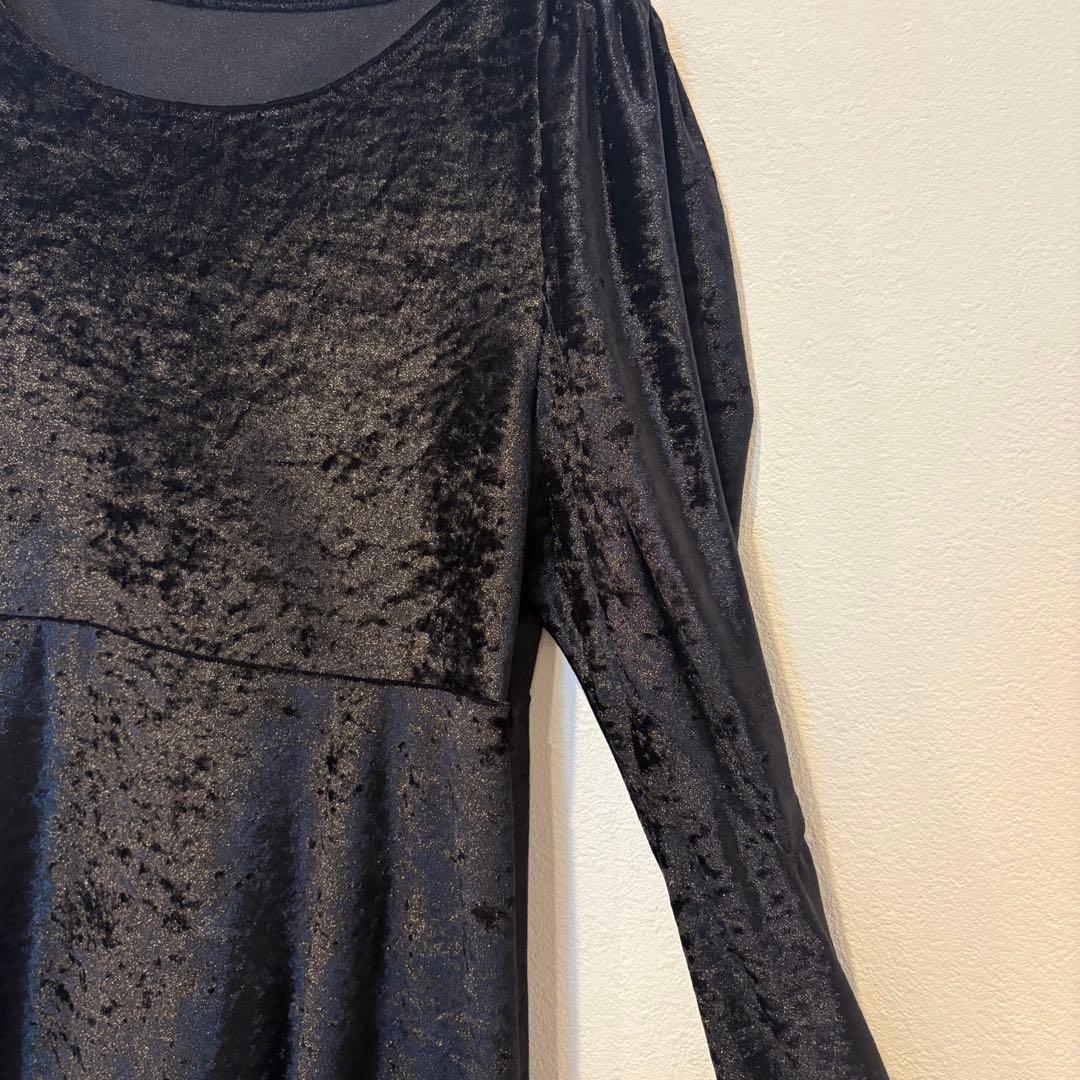 美品✨　ノーマカマリ フレアワンピース ベロア 長袖 黒　ブラック M 上品 4