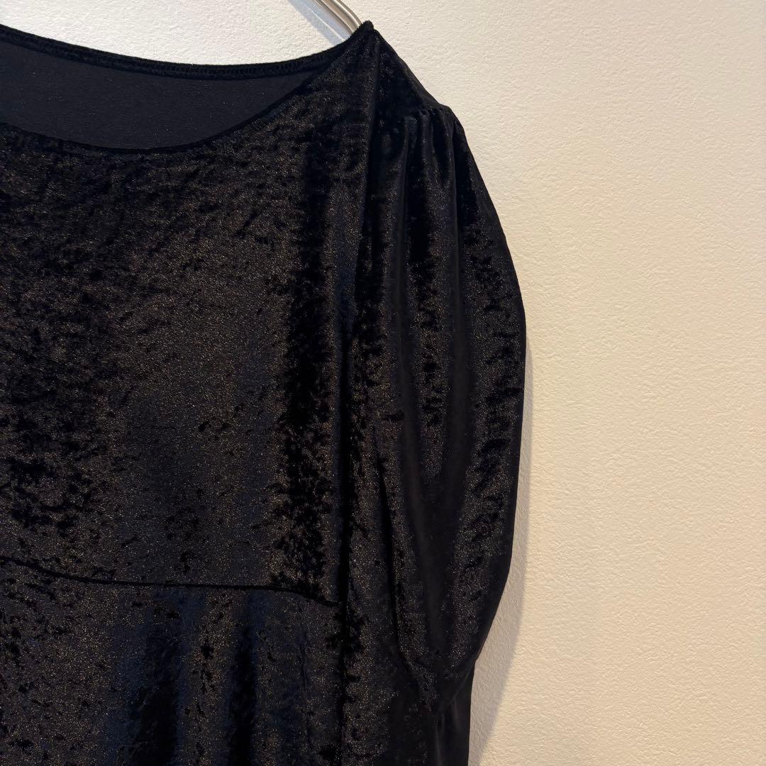 美品✨　ノーマカマリ フレアワンピース ベロア 長袖 黒　ブラック M 上品 5