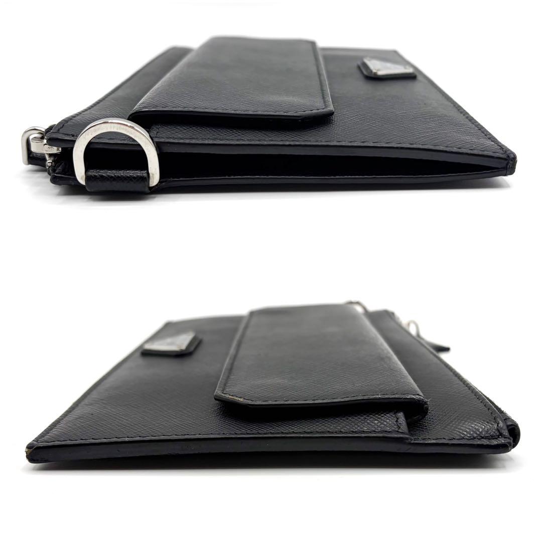 ⭐️美品⭐️ プラダ サフィアーノ トライアングル ポーチ ブラック 9