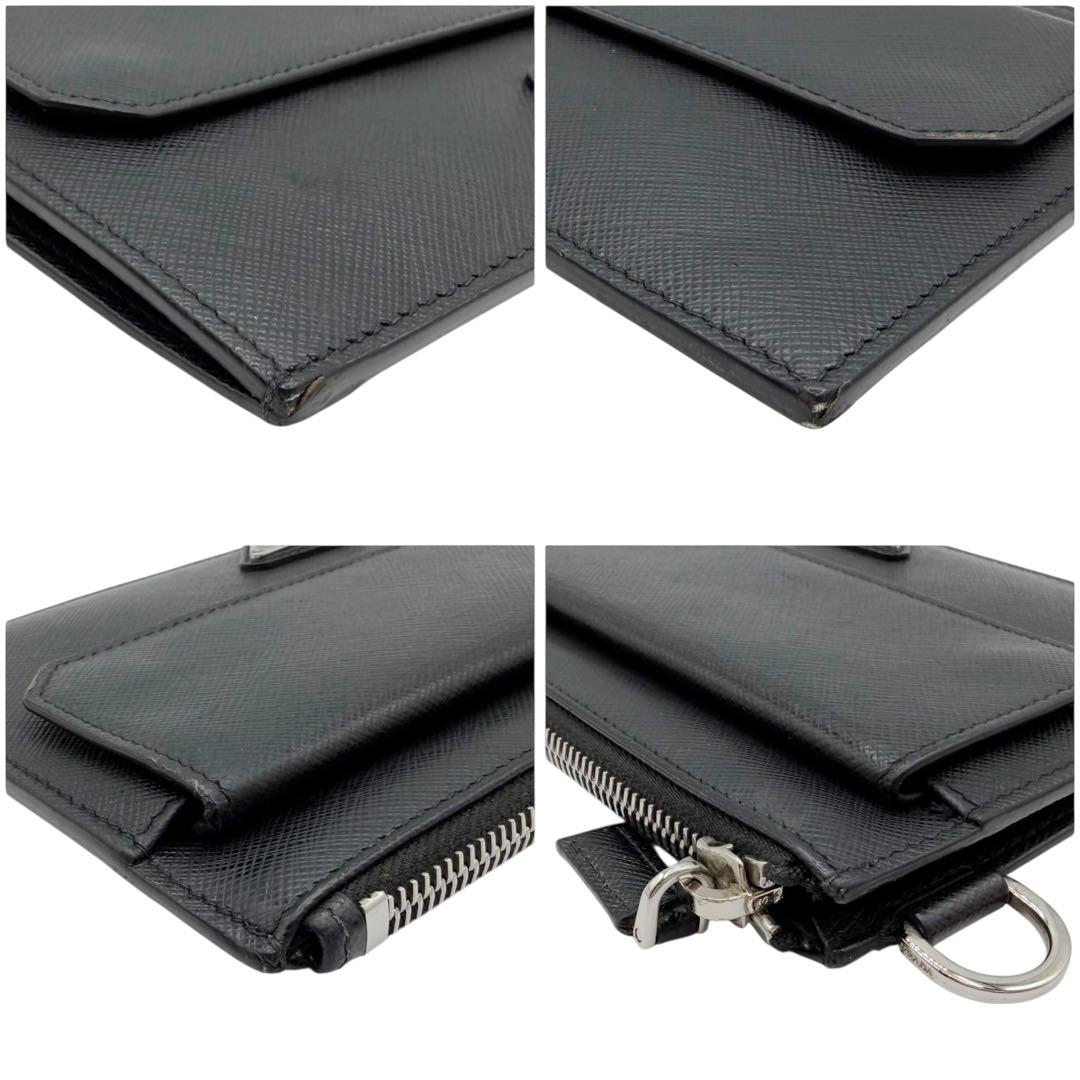 ⭐️美品⭐️ プラダ サフィアーノ トライアングル ポーチ ブラック 10