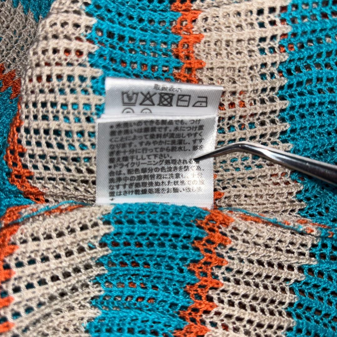 Denifits ストライプ メッシュボーダー半袖サマーニット L d697 15