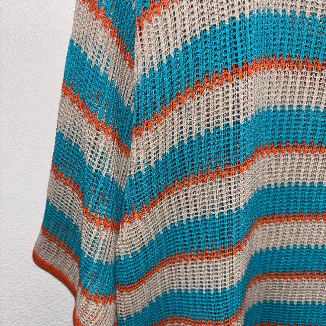 Denifits ストライプ メッシュボーダー半袖サマーニット L d697 5