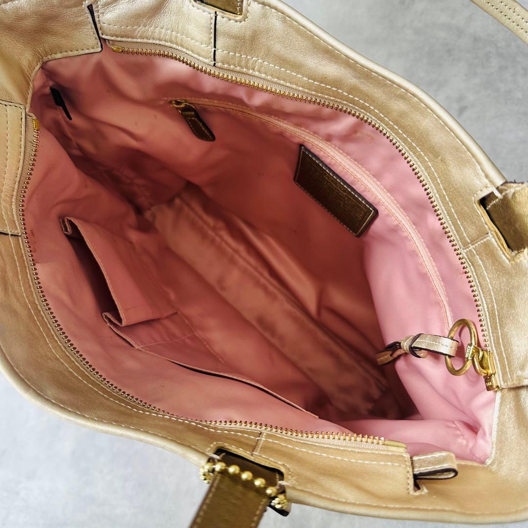 COACH Audrey Metallic Leather Tote Bag 14