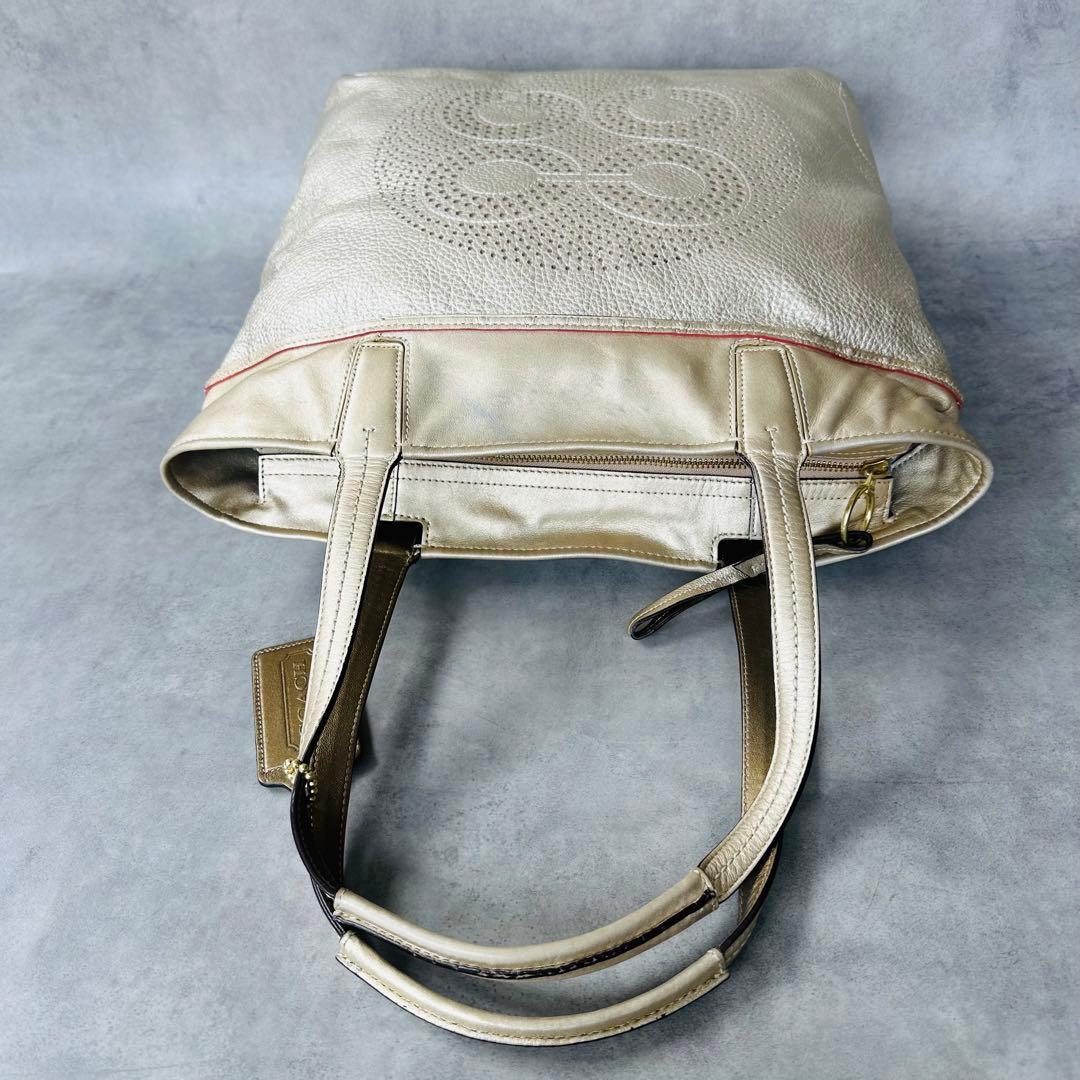 COACH Audrey Metallic Leather Tote Bag 6