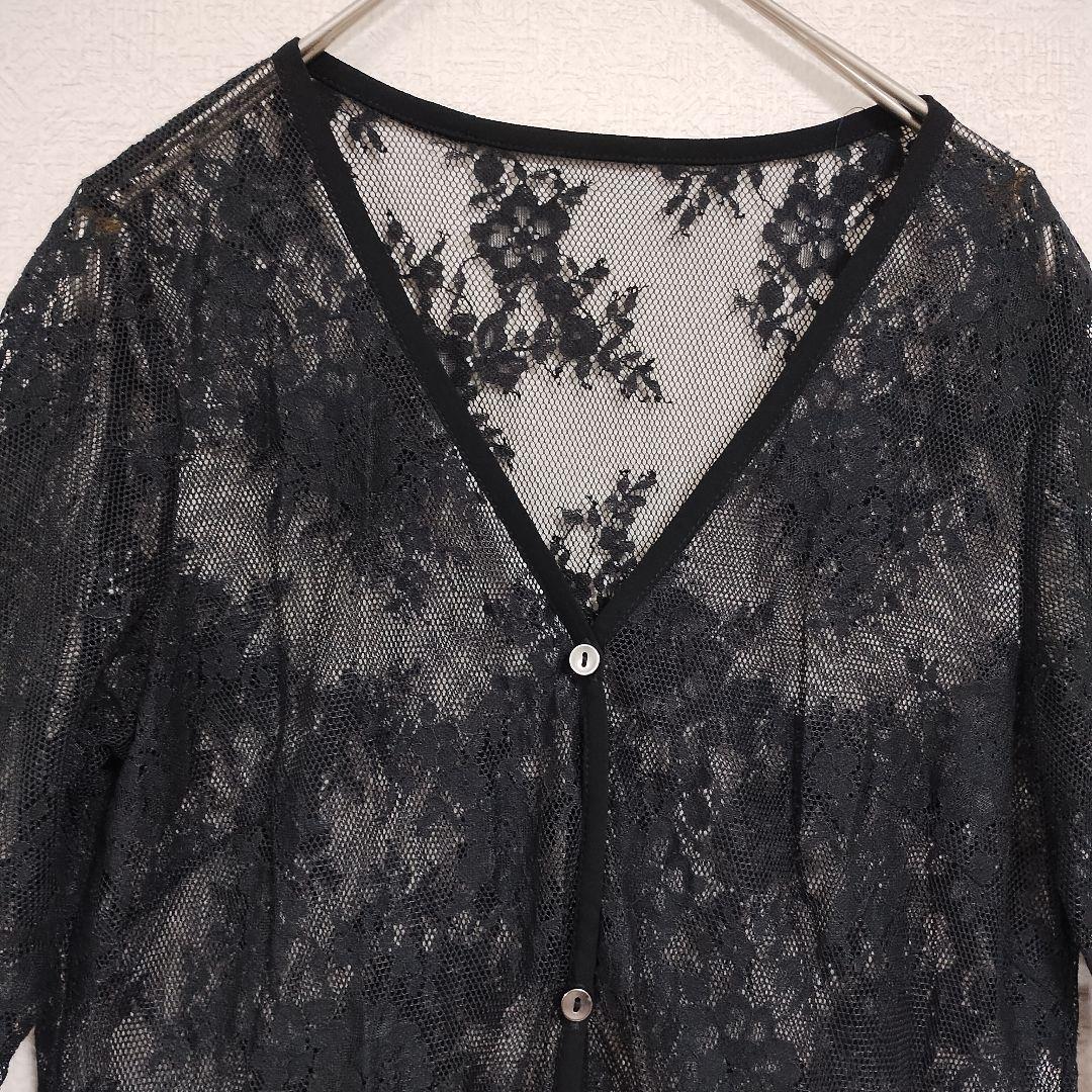 フリーズマート オールレース７分袖ブラックカーディガン F ロングワンピース 2