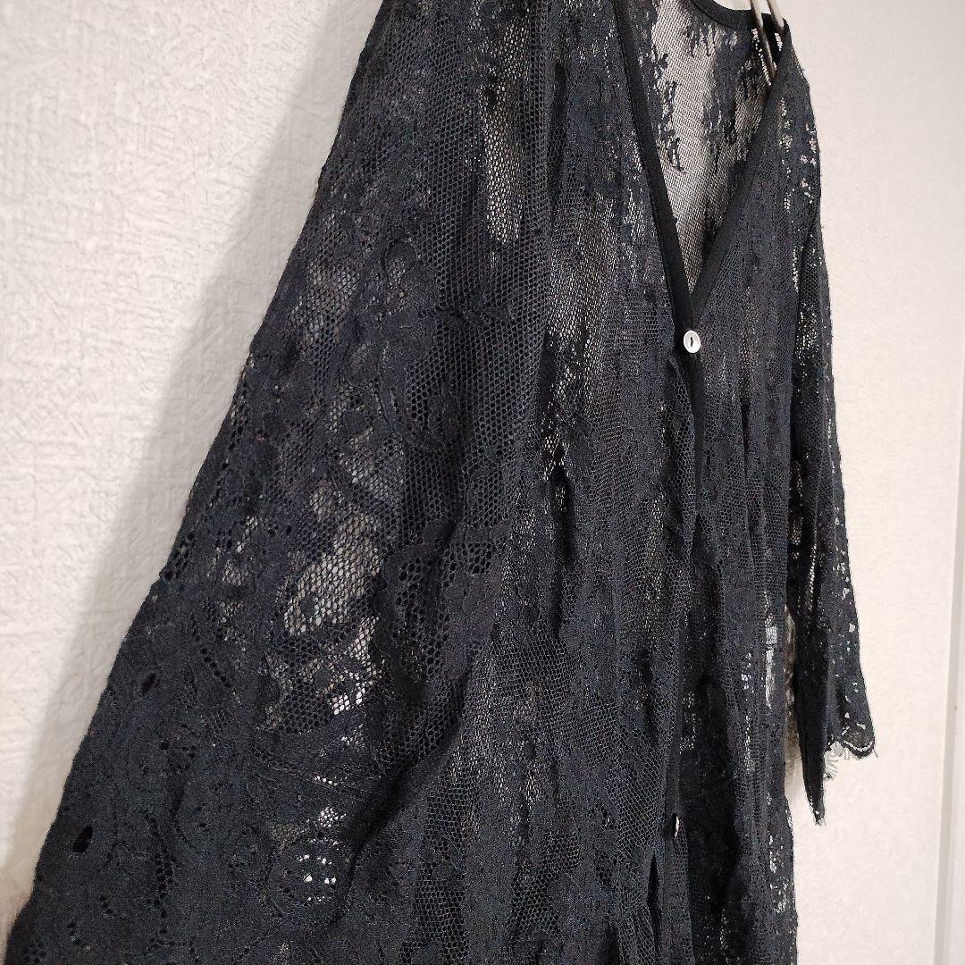 フリーズマート オールレース７分袖ブラックカーディガン F ロングワンピース 3