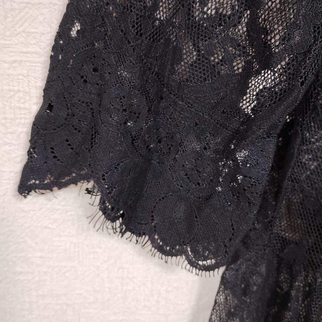 フリーズマート オールレース７分袖ブラックカーディガン F ロングワンピース 5